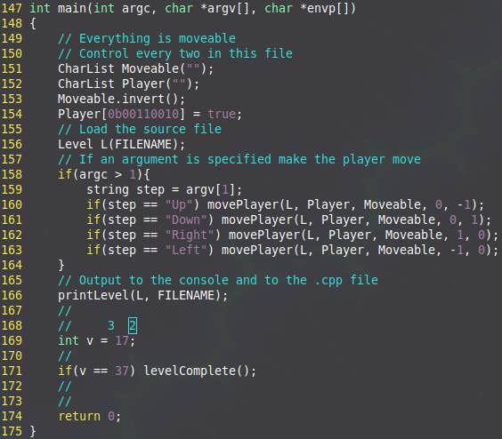 Main function of Level_1, viewed within Vim